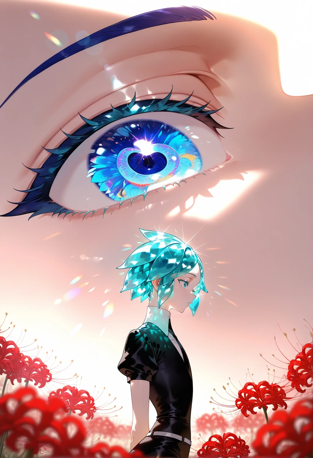AI image #32841 by FallenIncursio: blue hair, flower - by FallenIncursio