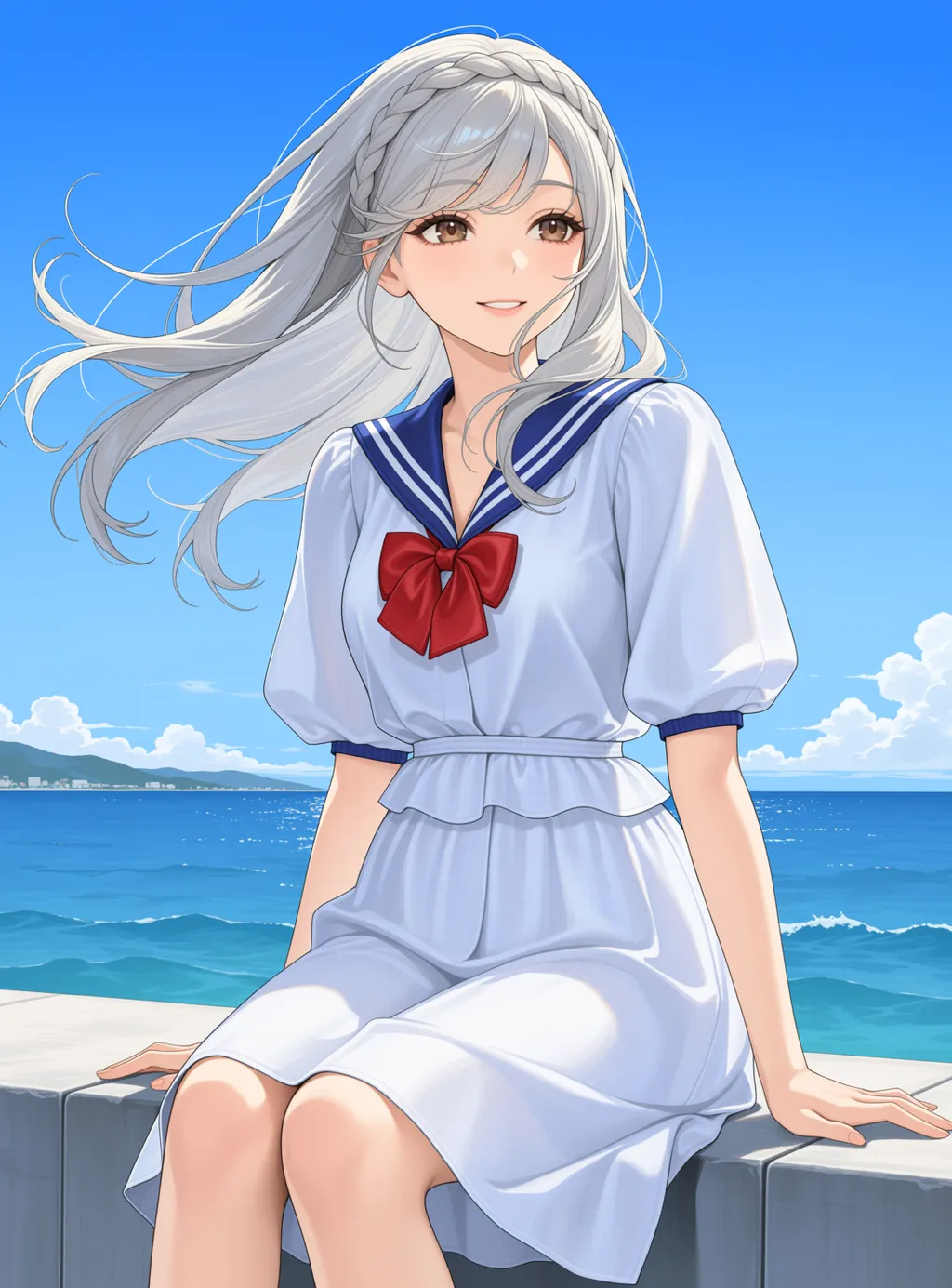 CLOTHES: Puffy-Sleeved Sailor Dress - by AIadoreyou