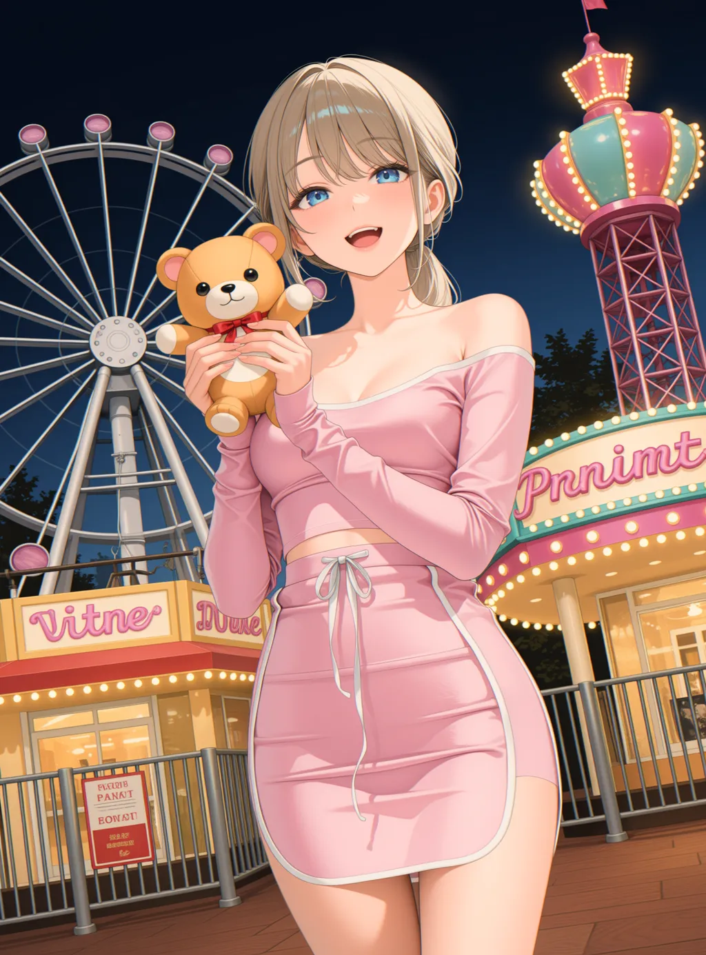 CLOTHES: Off-Shoulder Pink Set - by AIadoreyou