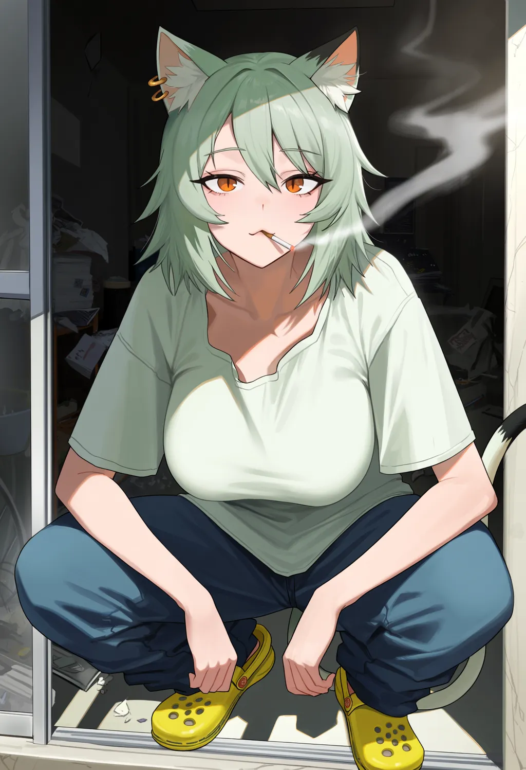 Yaniko Satou / Yanineko 佐藤ヤニ子 | Chainsmoker Cat [Anima v1.0] - by Hoseki