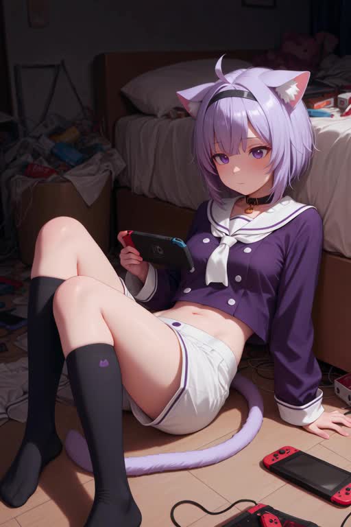 AI video #203 by Semi:nehey:: nekomata okayu, nekomata okayu (3rd costume) - by Semi:nehey: