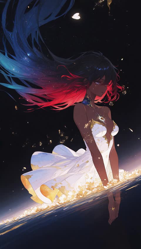 AI video #298 by Semi:nehey:: strapless dress, starry sky - by Semi:nehey:
