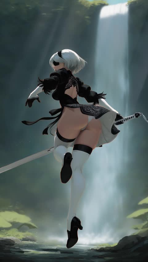 AI video #482 by Semi:nehey:: 2b (nier:automata), 1girl - by Semi:nehey: