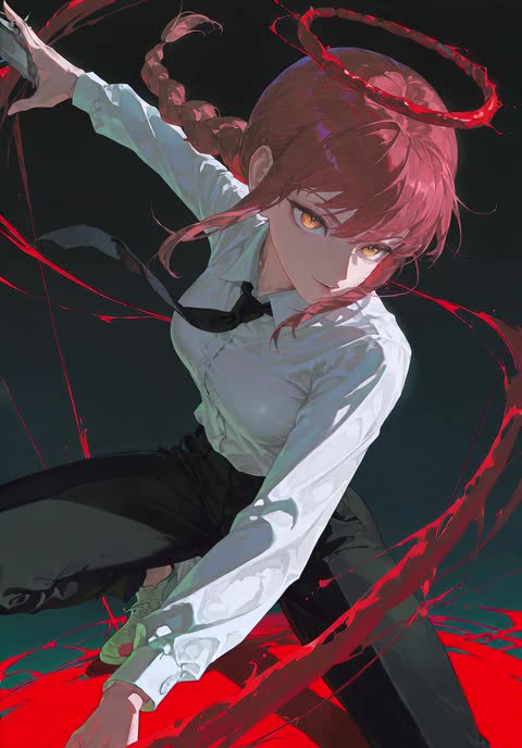 AI video #892 by Semi:nehey:: makima (chainsaw man), 1girl - by Semi:nehey: